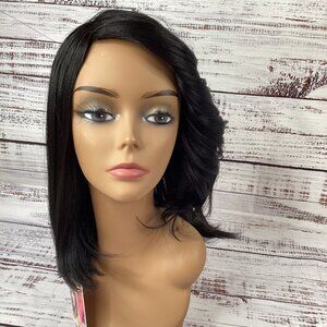 Casey Wig 1B Off Black Straight with Curtain Bang Heat Safe Synthetic